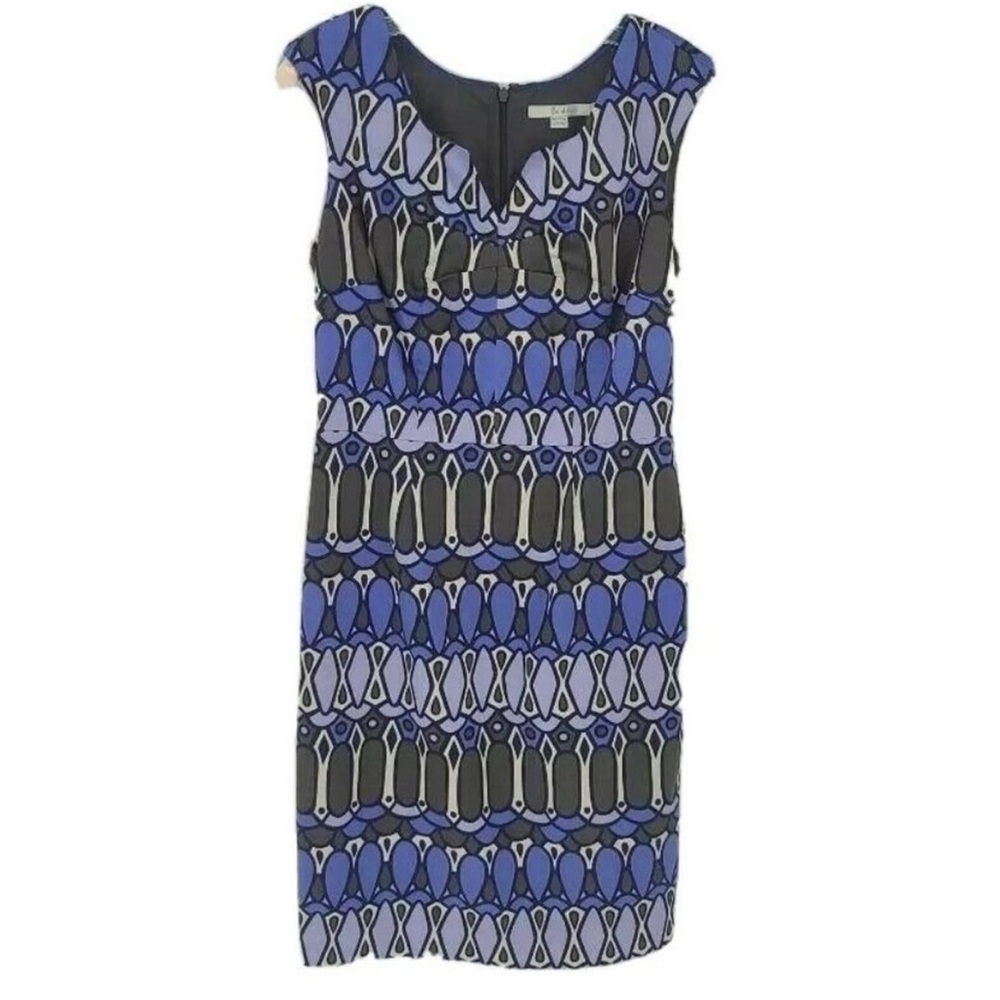 Boden Sleeveless Notch Neck Shift Sheath Dress Size 8 Blue/Purple